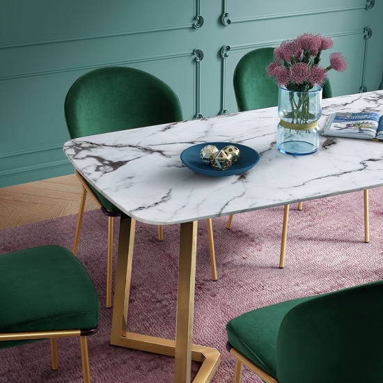 tables de salle à manger contemporaines modernes en marbre de placage crème