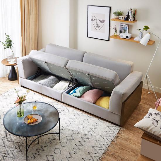 Lounge Grey Washable Corner Velvet Fabric Sofa