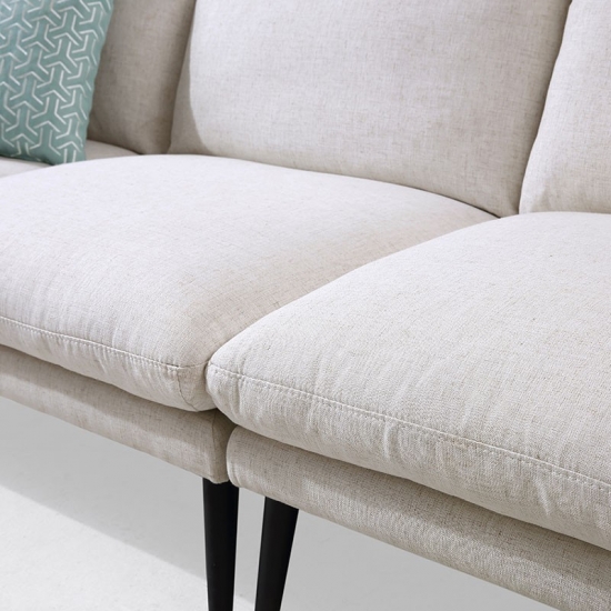 Contemporary Deep White L Shaped Fabric Corner Sofa