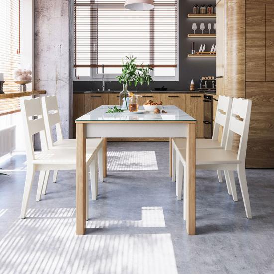  Linsy Milieu de siècle Table à manger de cuisine avec fausse table de marbre br1r-e 