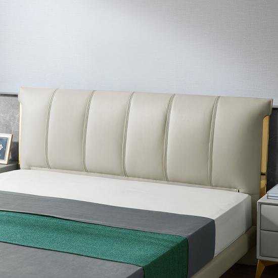 Mid-Century Bed Leather Headboard bed frame