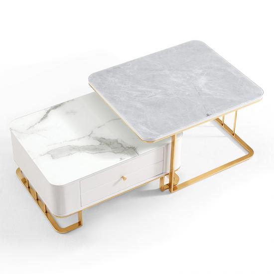 Small Coffee Accent Table, Bedside Table, Modern Style, for Living Room, Balcony, Bedroom, Gold
