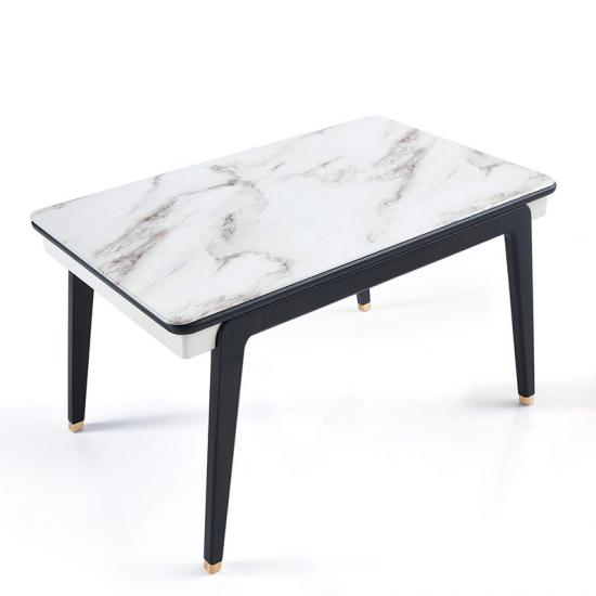 LINSY Home Table de salle à manger nordique de luxe en verre et acier en pierre LS173R1-B