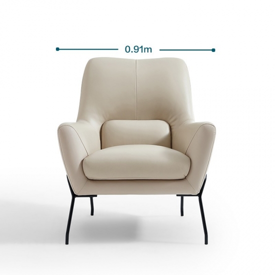 LINSY Chaise d'appoint de salon blanc moderne en cuir microfibre TDY42-A
