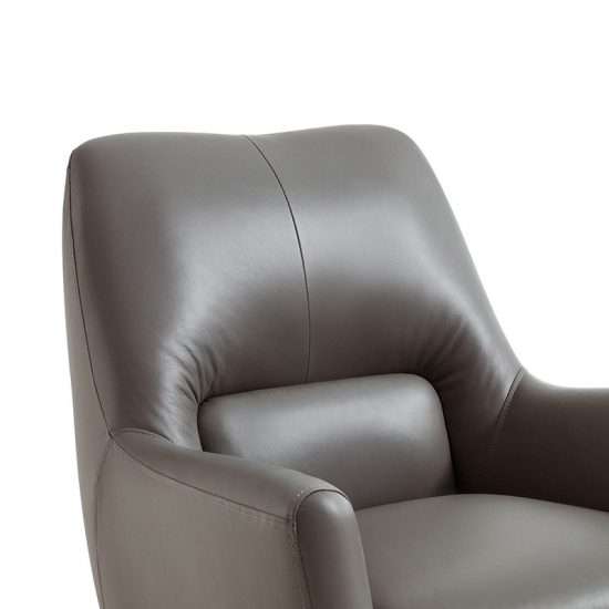 LINSY Chaise d'appoint de salon blanc moderne en cuir microfibre TDY42-A
