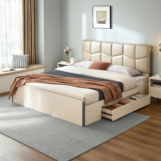 Modern Pneumatic Double Bed with Storage