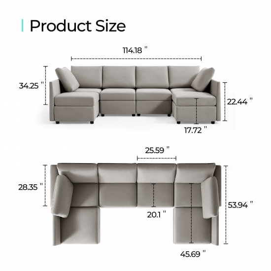 American Style Sectional Sofa Set with Fabric
