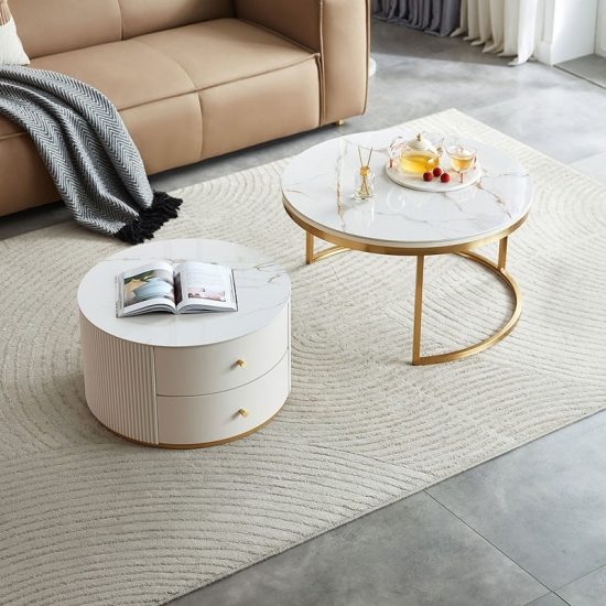 Round Coffee Table with Marble