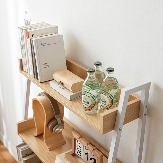 4-Tier Bookshelf & Ladder Shelf with Wood