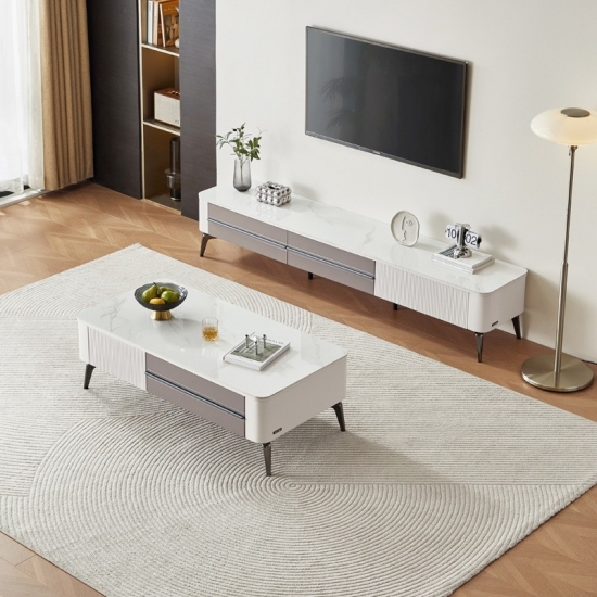 Modern Rectangle TV Stand with Drawers