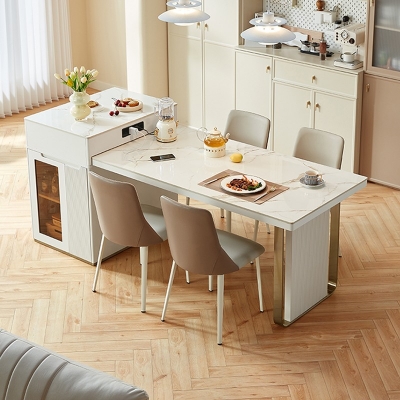 Modern Retractable Island Dining Table and Chairs